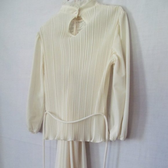 2 pc Beautiful Bohemian Ecru Lace Dress 80s Dresses Gypsy Hippie Long Skirt - Picture 3 of 5